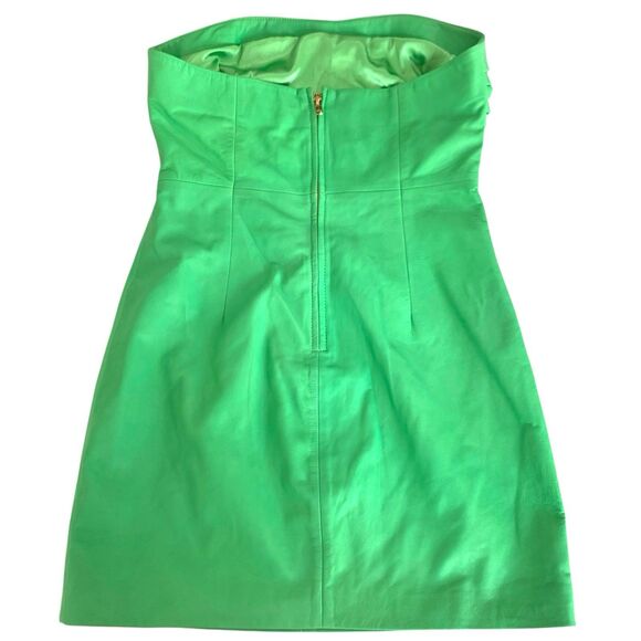 Lovers and Friends Valletta Leather Dress Women S Green Mini Lambswool Party Fun - Picture 4 of 14